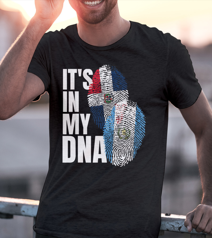 It's In My DNA Guatemalan And Dominican Mix Flag Fingerprints T-Shirt