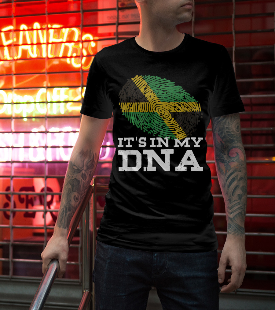 It's In My DNA Jamaican Pride Fingerprint Flag T-Shirt