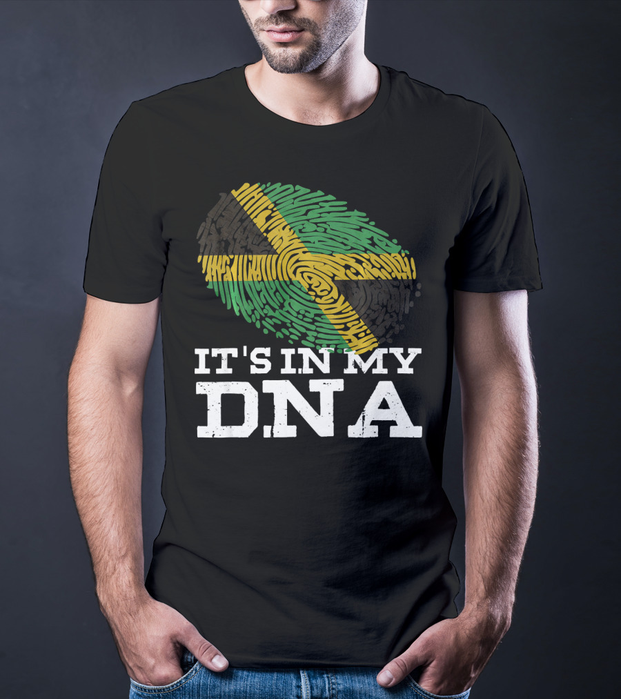 It's In My DNA Jamaican Pride Fingerprint Flag T-Shirt