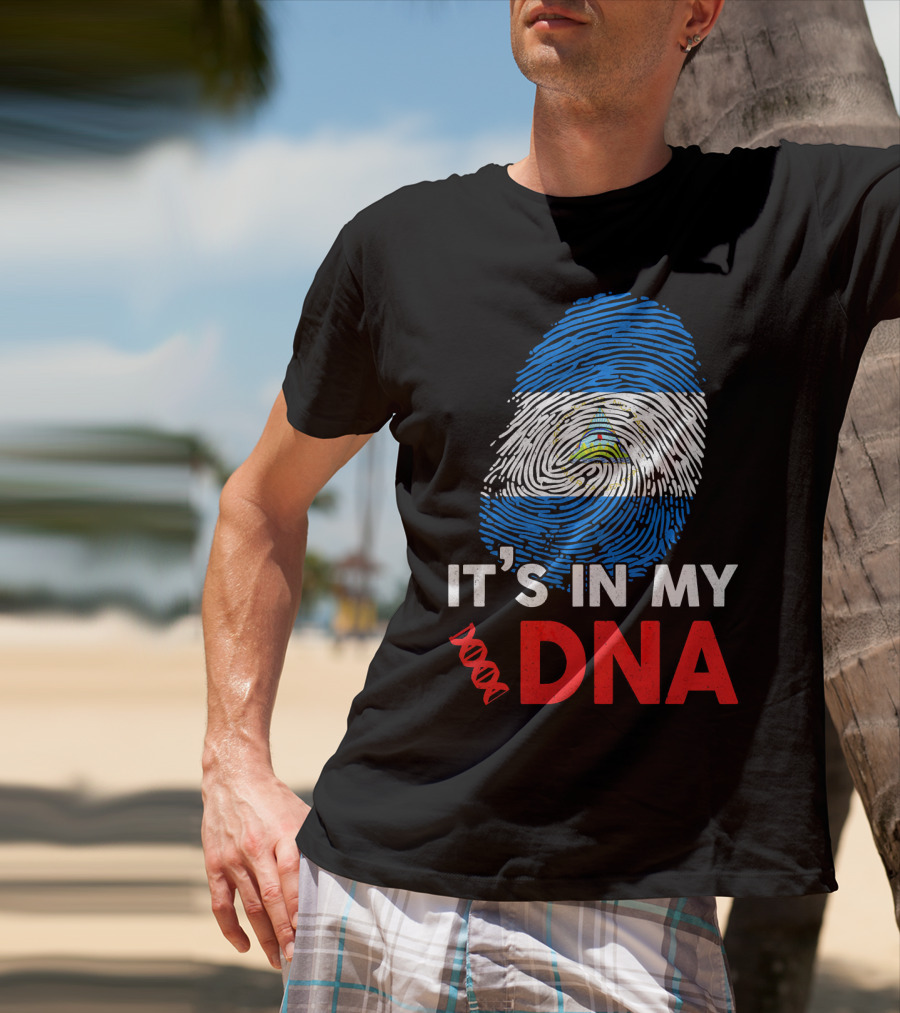 Nicaragua Flag Fingerprint It's In My DNA T-Shirt