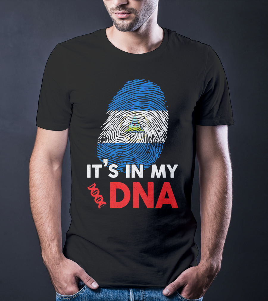 Nicaragua Flag Fingerprint It's In My DNA T-Shirt