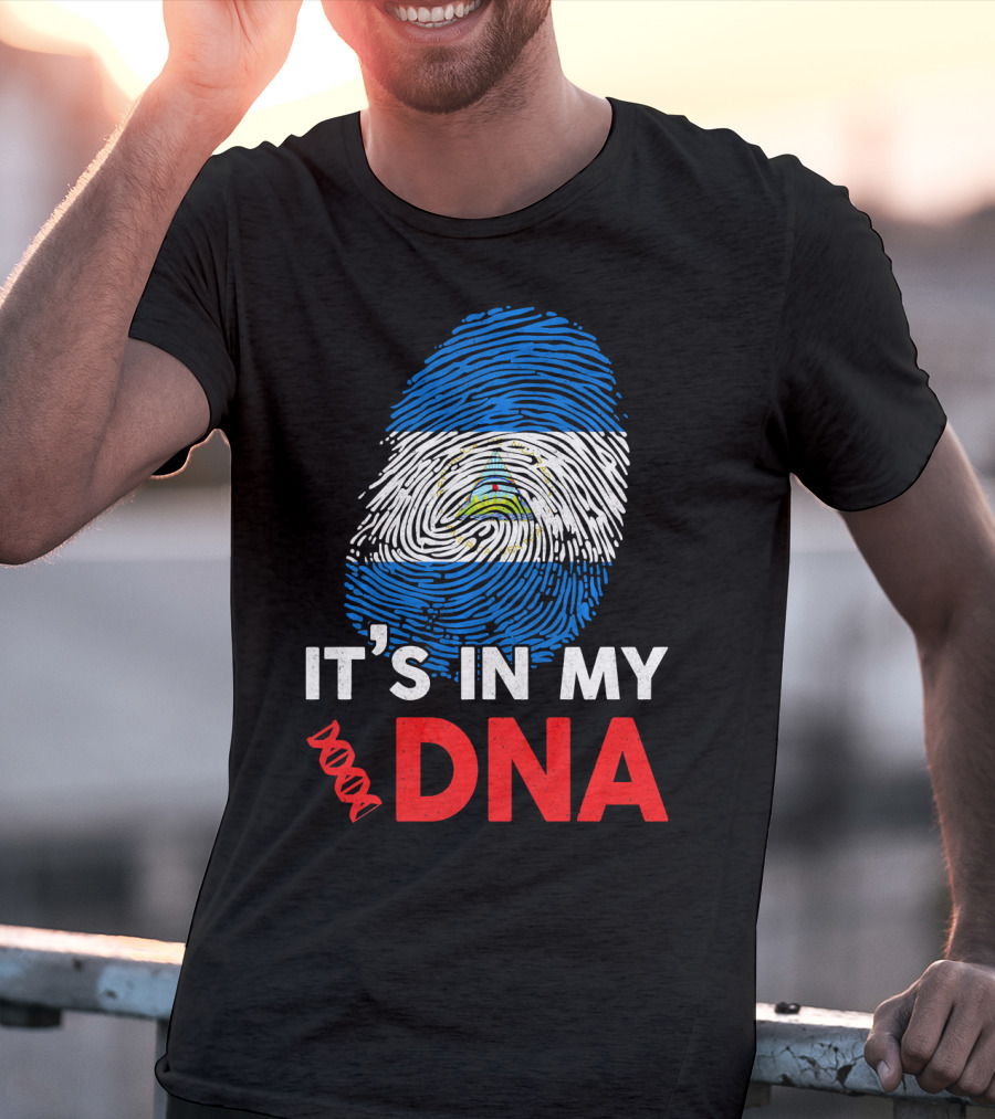 Nicaragua Flag Fingerprint It's In My DNA T-Shirt