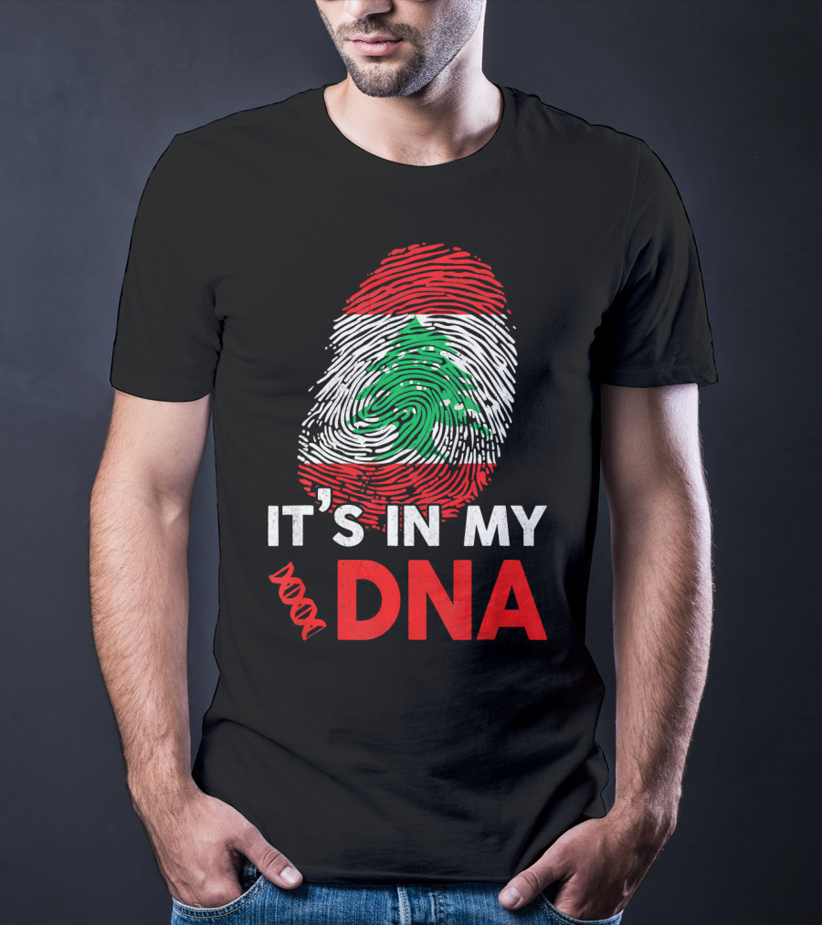 Lebanon It's In My DNA Lebanese Fingerprint Flag T-Shirt