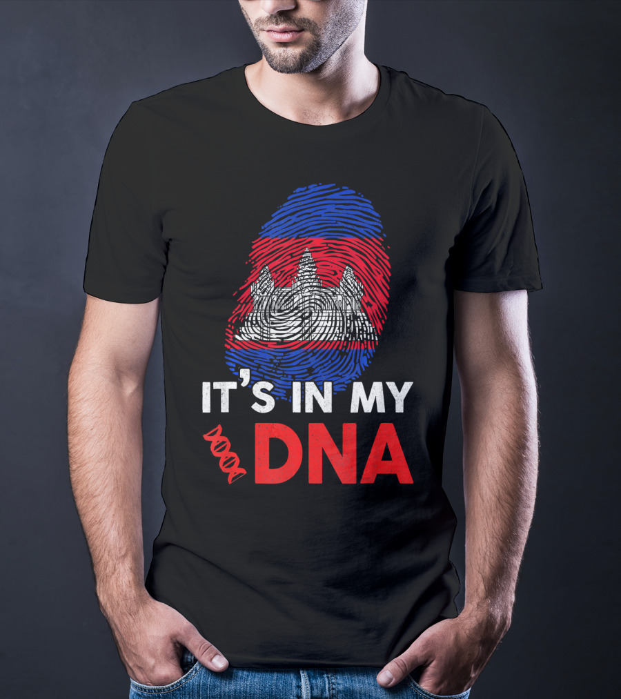 Cambodia It's In My DNA With Angkor Wat Fingerprint T-Shirt