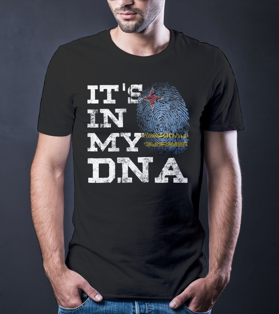 IT'S IN MY DNA Aruban Proud Aruba Flag Fingerprint T-Shirt
