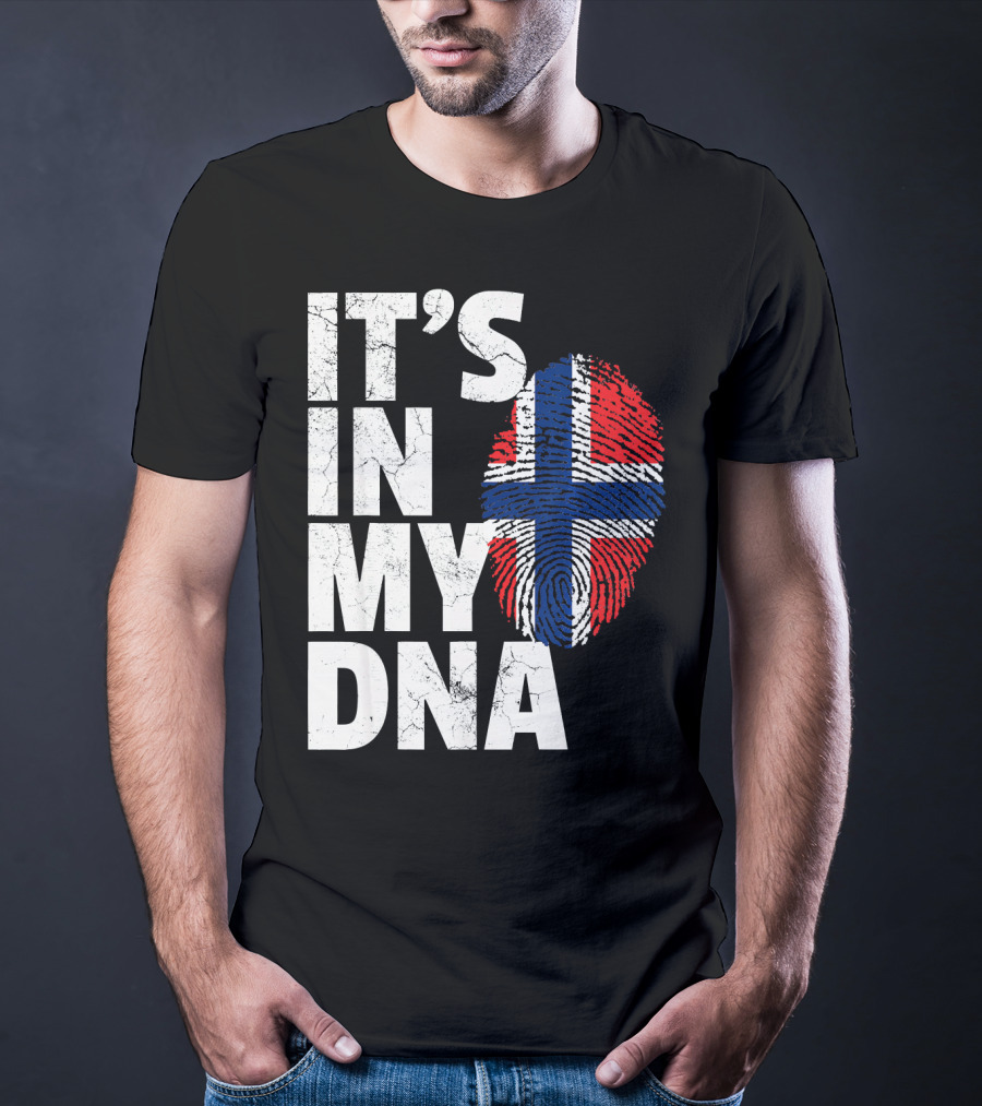 IT'S IN MY DNA Norwegian Norway Flag Fingerprint Pride T-Shirt