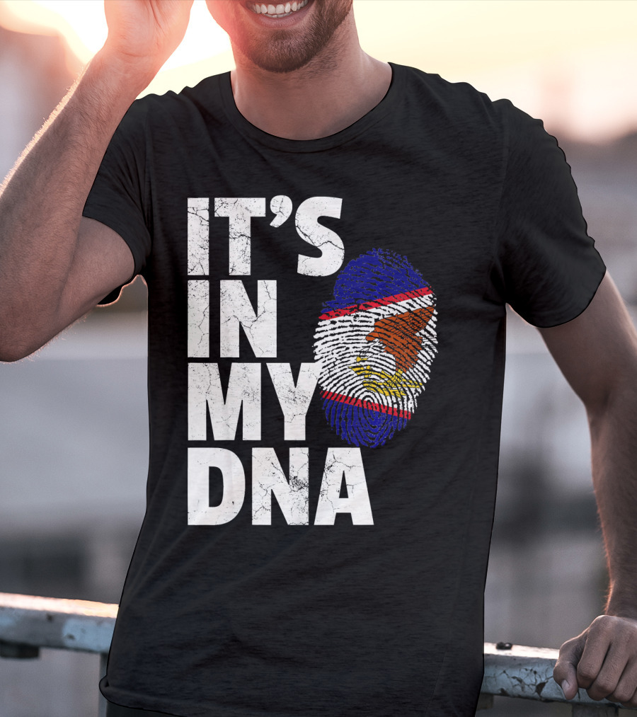 IT'S IN MY DNA American Samoa Flag Samoan Fingerprint T-Shirt