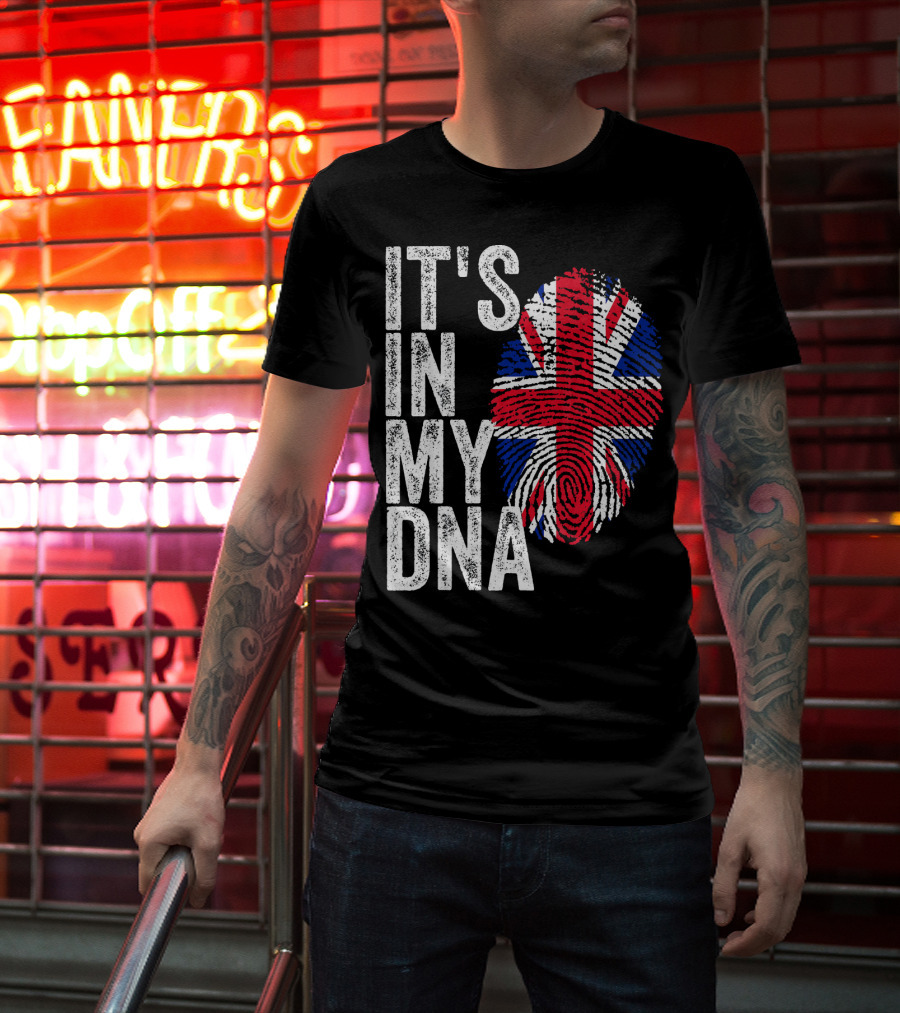 IT'S IN MY DNA UK Union Jack Fingerprint Flag T-Shirt