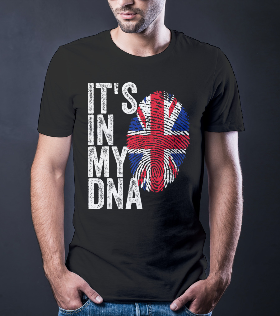 IT'S IN MY DNA UK Union Jack Fingerprint Flag T-Shirt