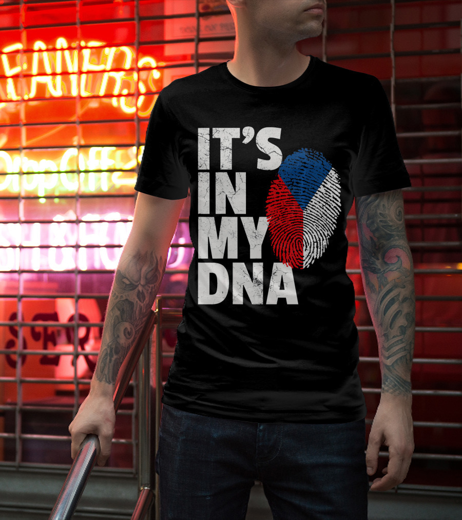 IT'S IN MY DNA Czechia Czech Republic Fingerprint Flag T-Shirt