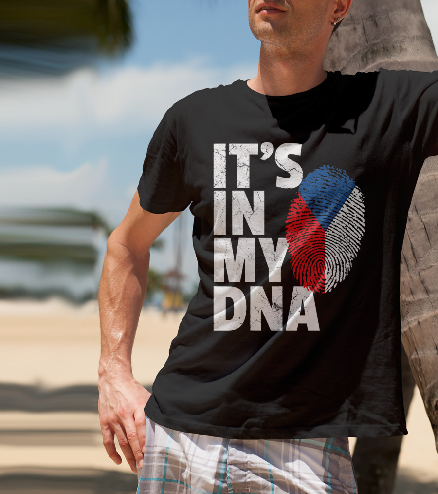 IT'S IN MY DNA Czechia Czech Republic Fingerprint Flag T-Shirt