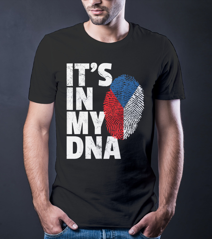 IT'S IN MY DNA Czechia Czech Republic Fingerprint Flag T-Shirt