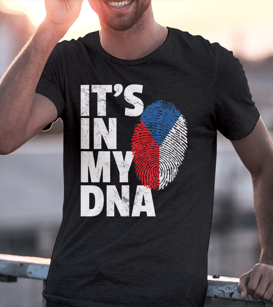 IT'S IN MY DNA Czechia Czech Republic Fingerprint Flag T-Shirt