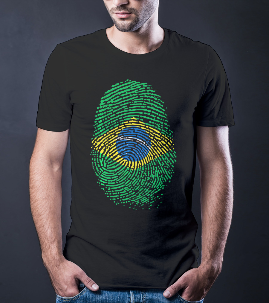 Proud DNA Brasil Flag Thumbprint Brazil T-Shirt