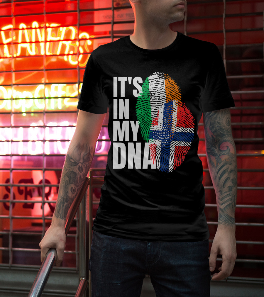 IT'S IN MY DNA Irish Plus Norwegian Mix Heritage Fingerprint T-Shirt