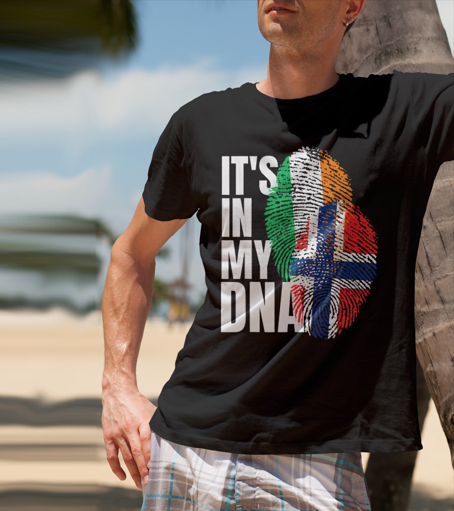 IT'S IN MY DNA Irish Plus Norwegian Mix Heritage Fingerprint T-Shirt