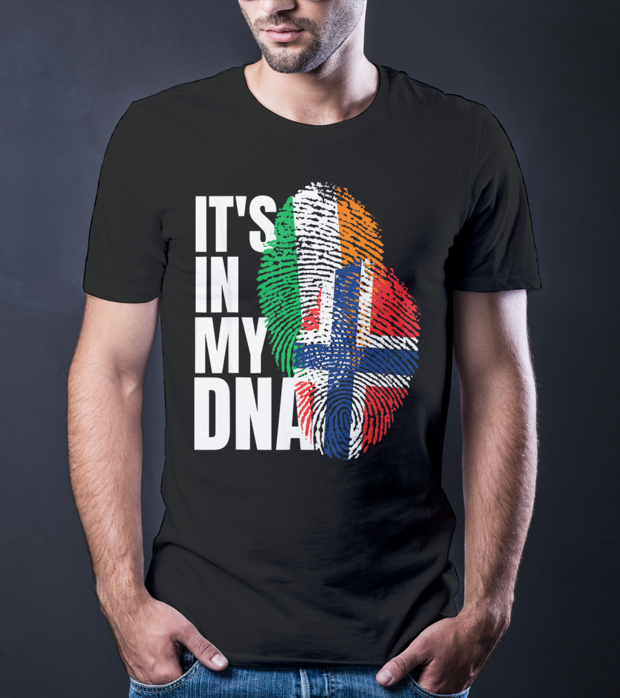 IT'S IN MY DNA Irish Plus Norwegian Mix Heritage Fingerprint T-Shirt
