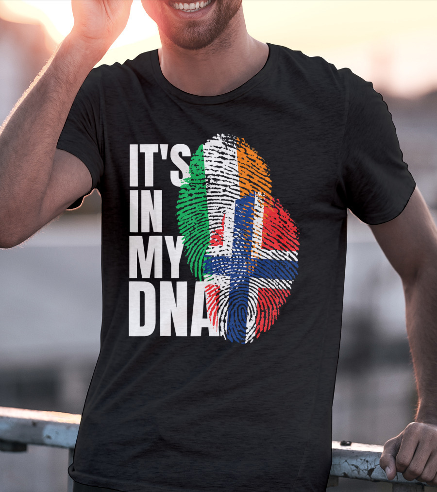 IT'S IN MY DNA Irish Plus Norwegian Mix Heritage Fingerprint T-Shirt