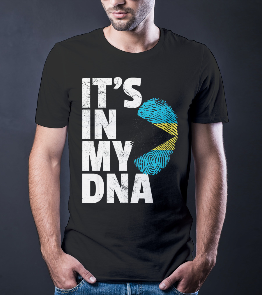 IT'S IN MY DNA Bahamas Bahamian Flag Fingerprint T-Shirt