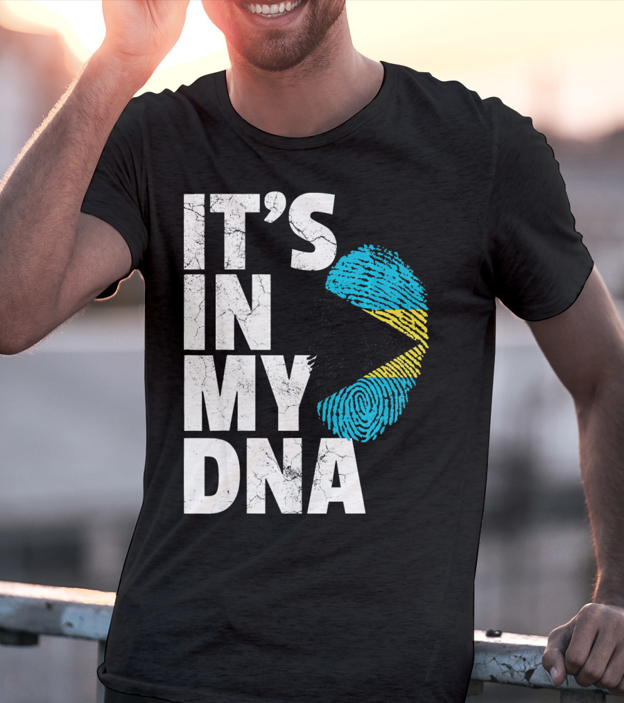 IT'S IN MY DNA Bahamas Bahamian Flag Fingerprint T-Shirt