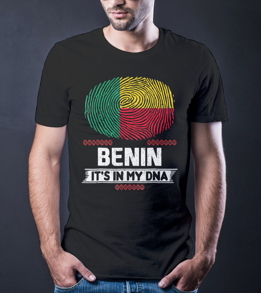 Benin It's In My DNA Beninese Flag Fingerprint T-Shirt