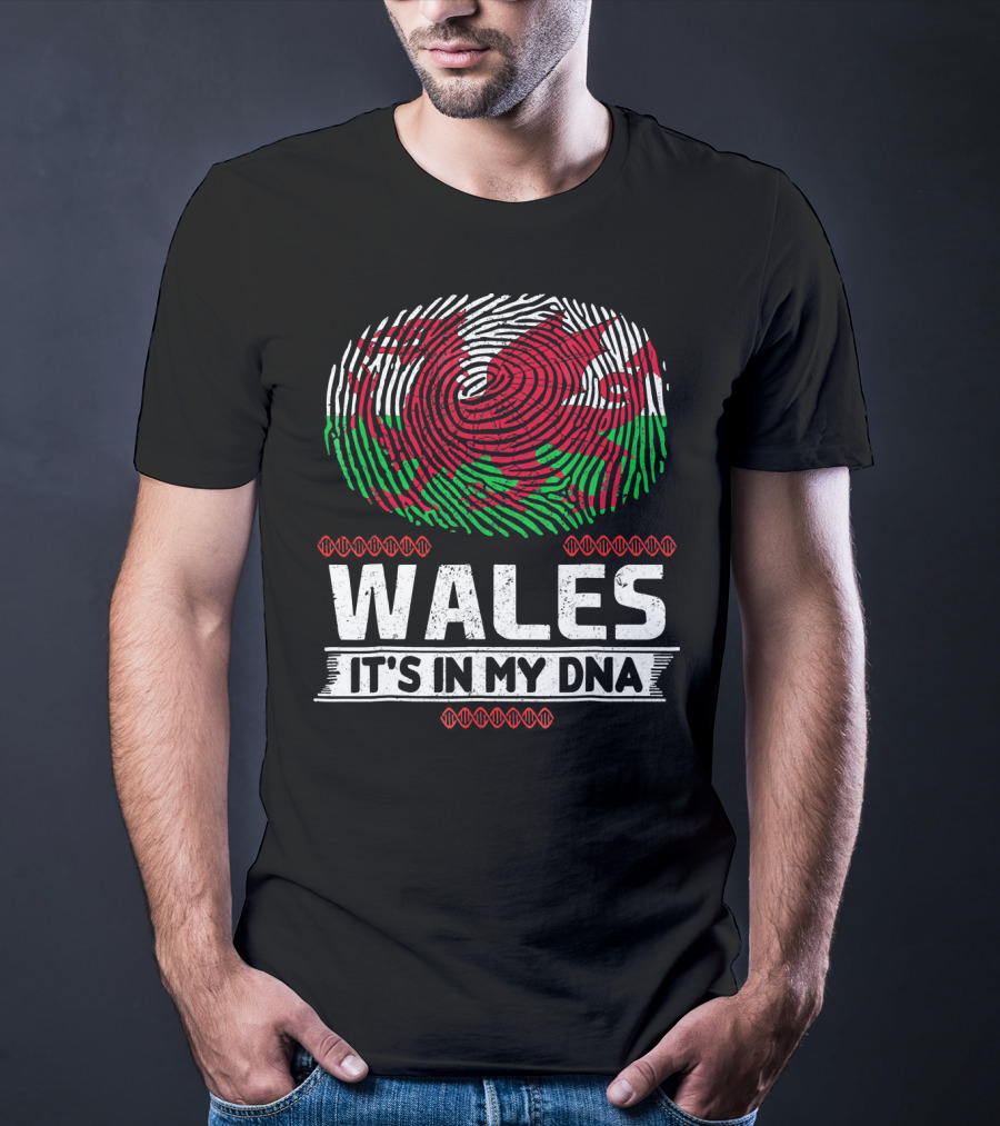 Wales It's In My DNA Welsh Flag Fingerprint T-Shirt