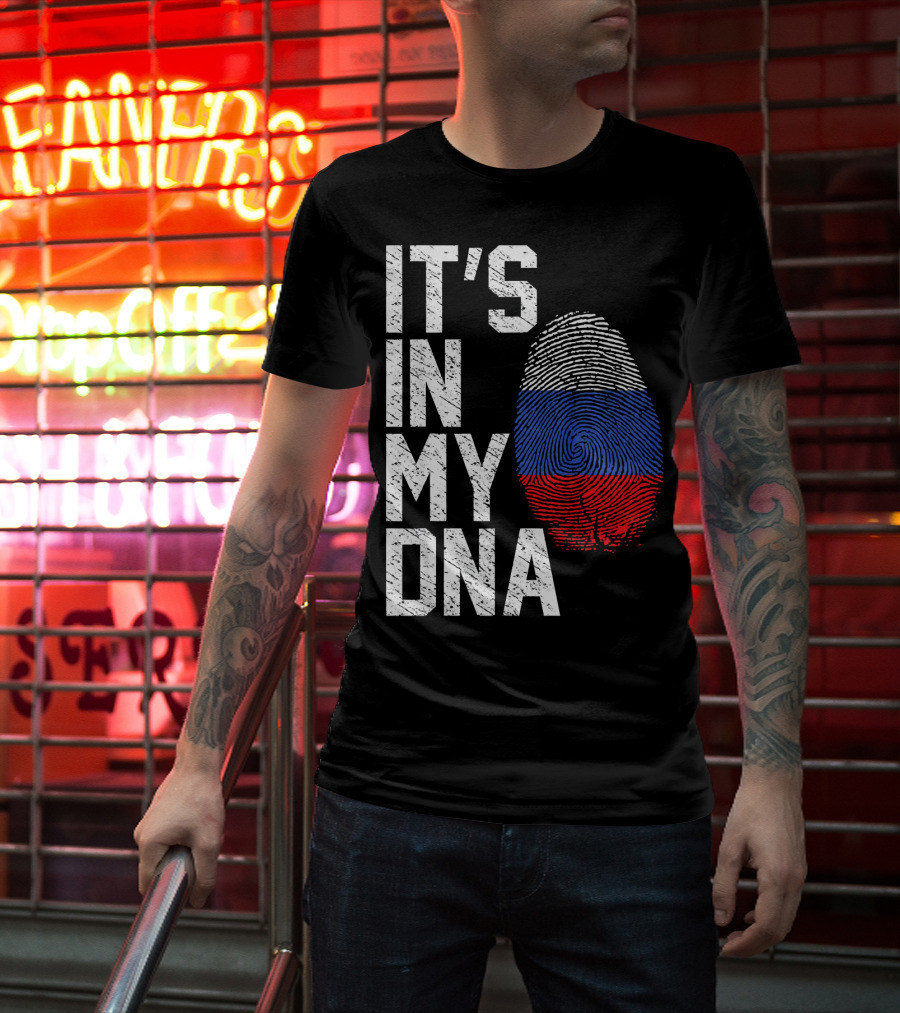 IT'S IN MY DNA Russia Flag Fingerprint T-Shirt