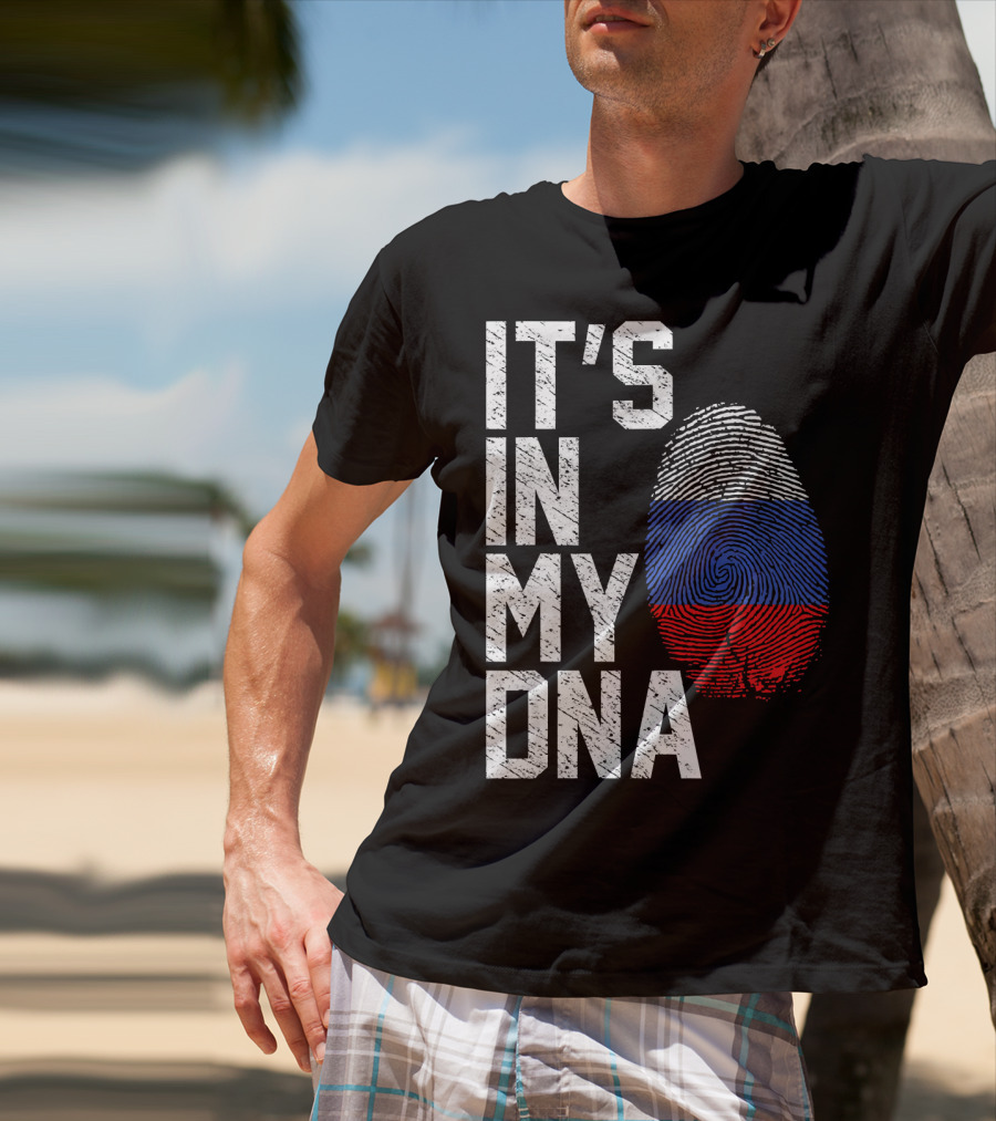 IT'S IN MY DNA Russia Flag Fingerprint T-Shirt