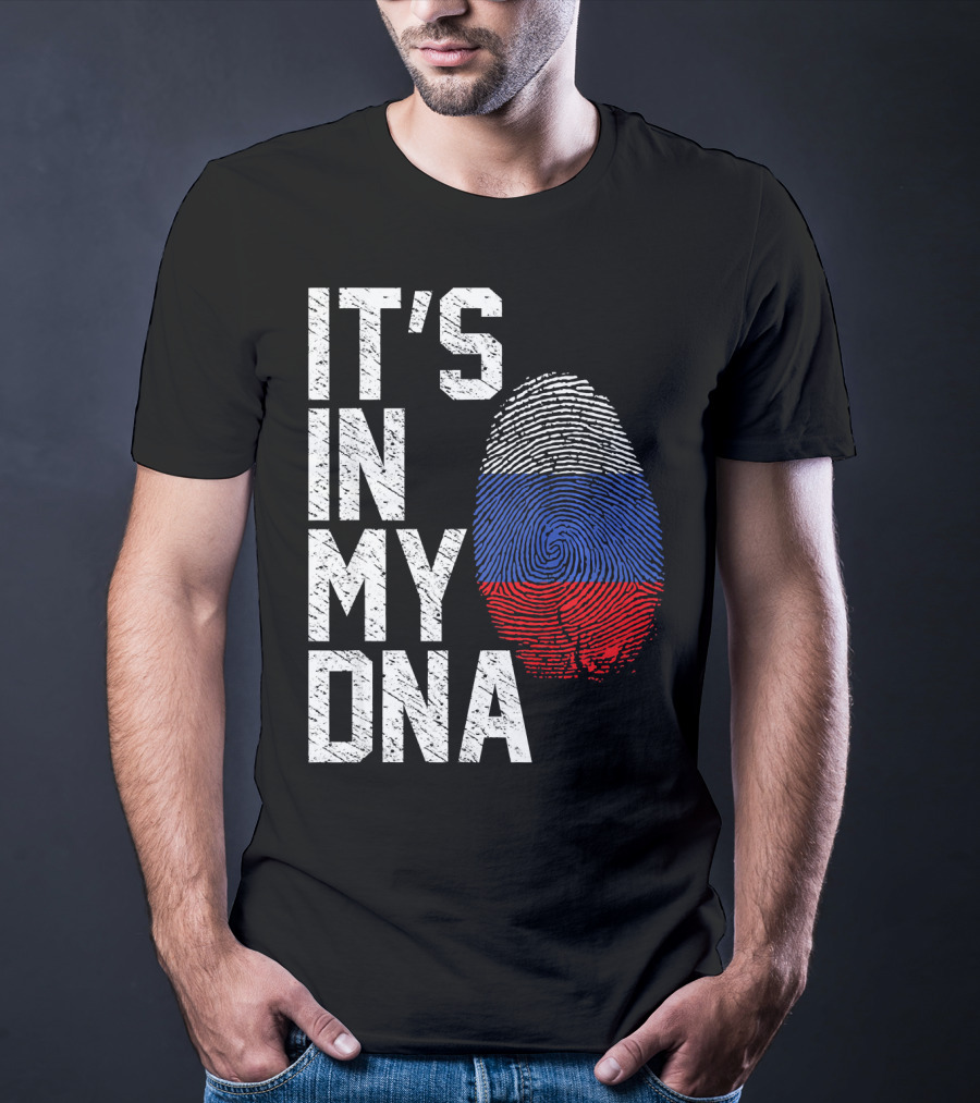 IT'S IN MY DNA Russia Flag Fingerprint T-Shirt