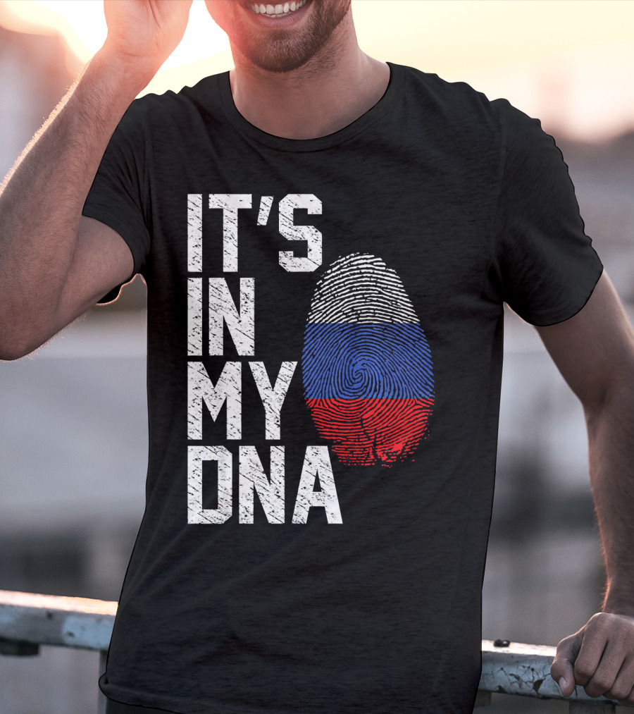 IT'S IN MY DNA Russia Flag Fingerprint T-Shirt