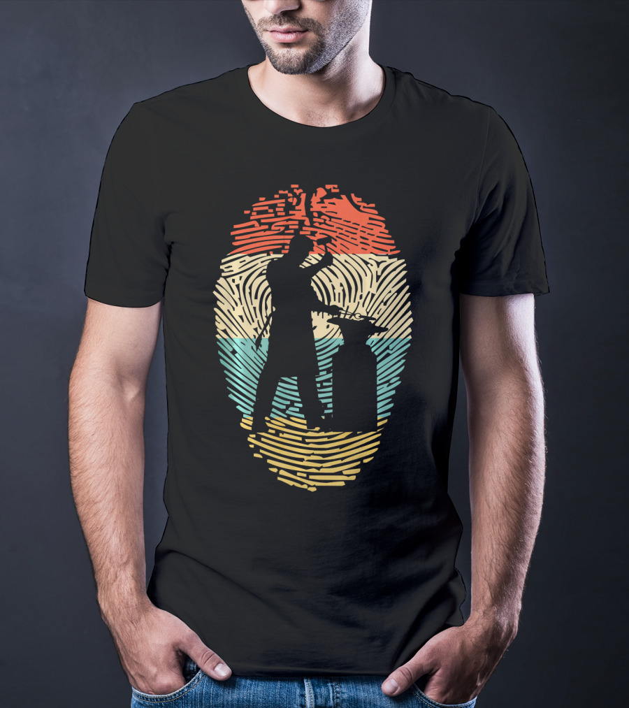 Fingerprint Retro BLACKSMITH Silhouette Craftsmanship T-Shirt