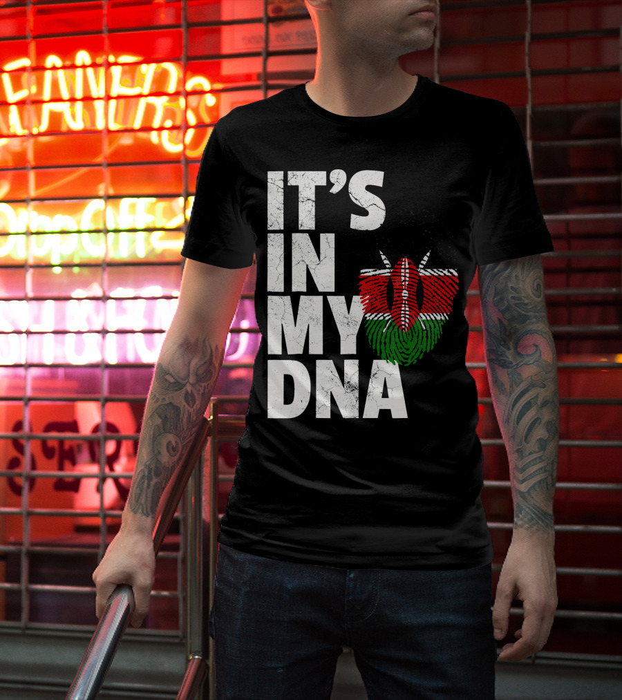 ITS IN MY DNA Kenya Flag Fingerprint T-Shirt