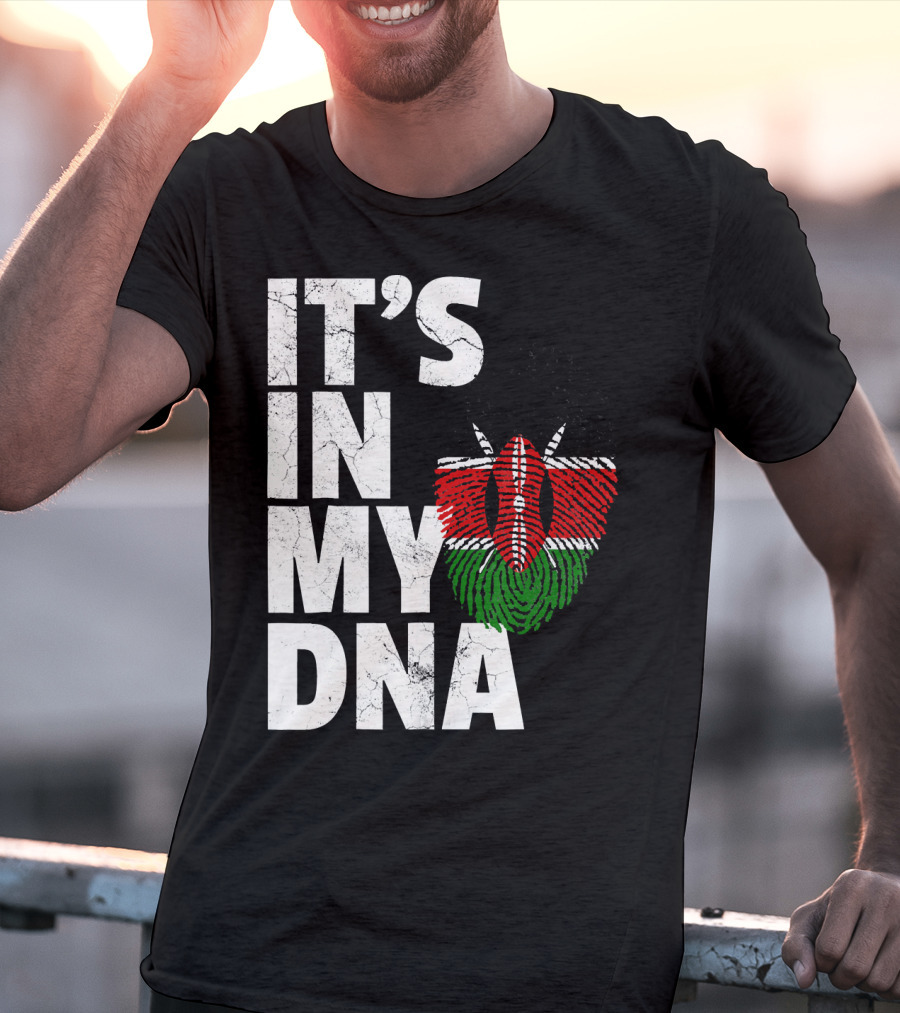 ITS IN MY DNA Kenya Flag Fingerprint T-Shirt