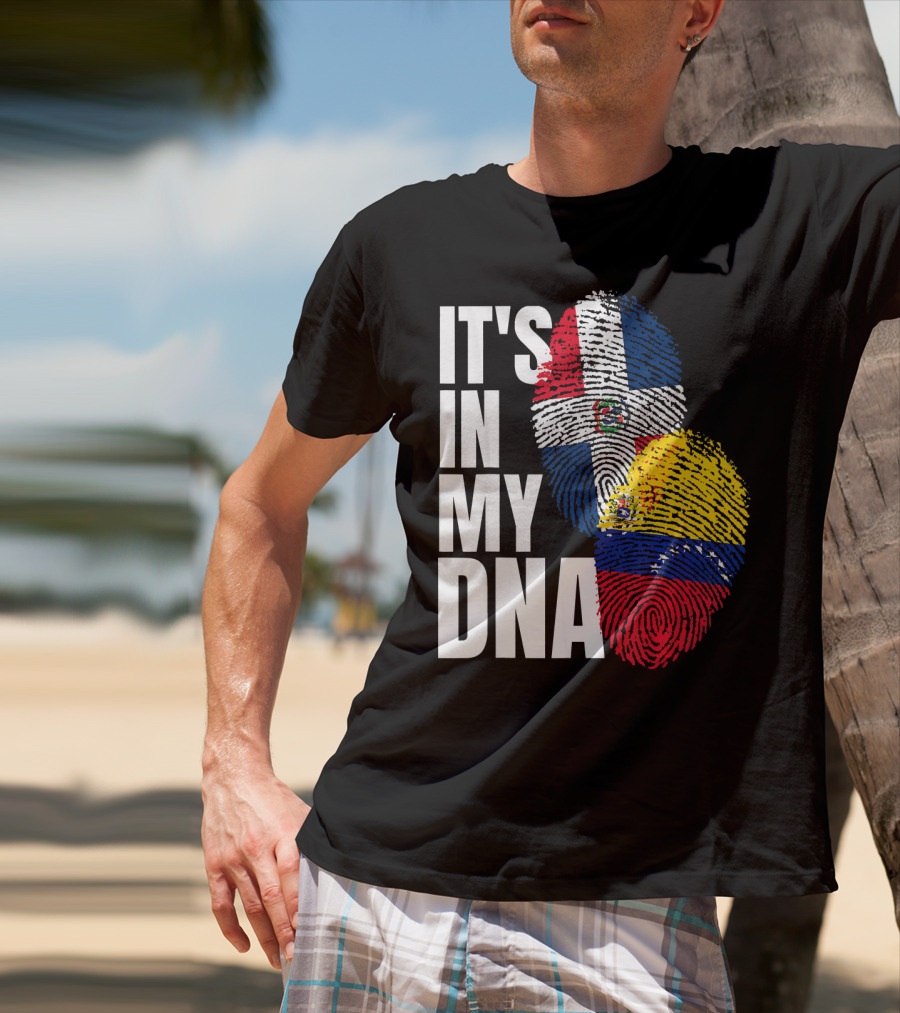 It's In My DNA Dominican Venezuelan Fingerprint Flags T-Shirt