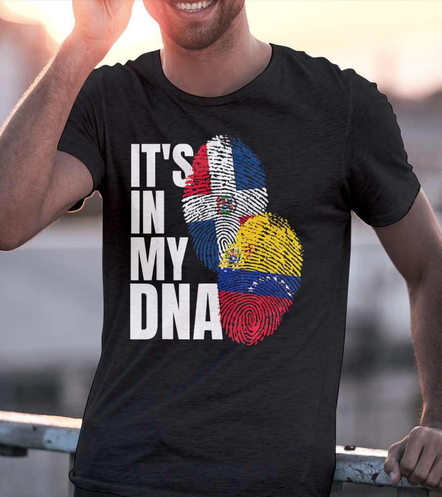 It's In My DNA Dominican Venezuelan Fingerprint Flags T-Shirt
