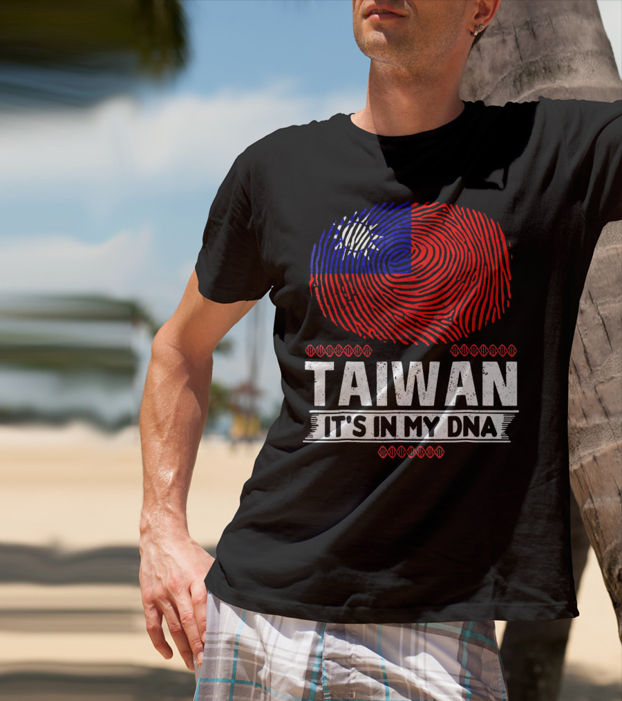 TAIWAN IT'S IN MY DNA Fingerprint Taiwanese Flag T-Shirt