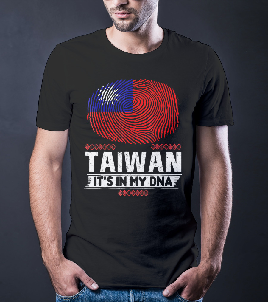 TAIWAN IT'S IN MY DNA Fingerprint Taiwanese Flag T-Shirt