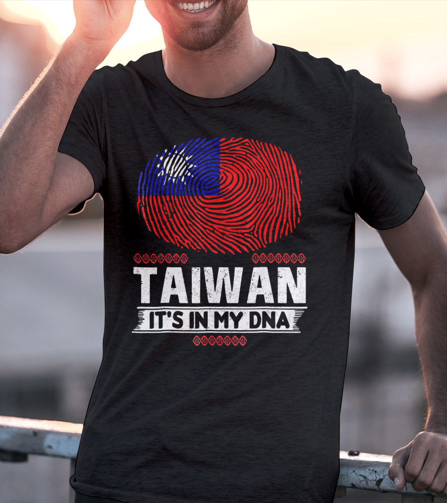 TAIWAN IT'S IN MY DNA Fingerprint Taiwanese Flag T-Shirt
