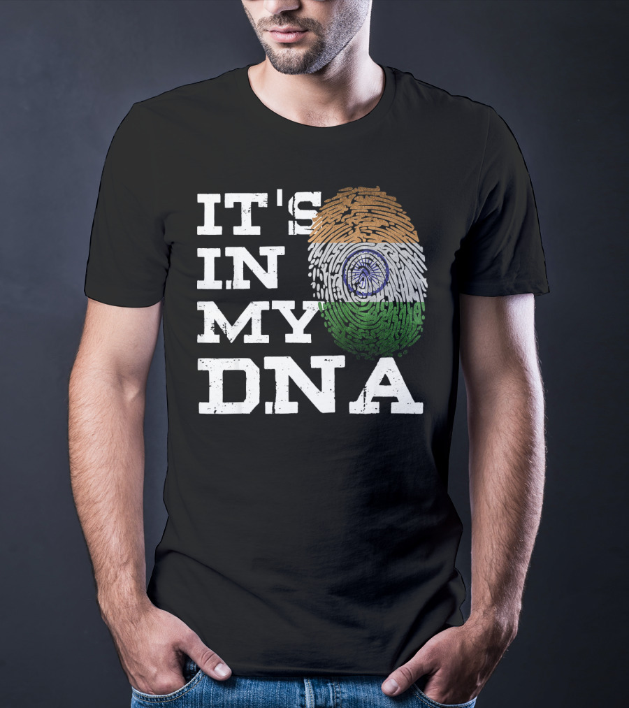 IT'S IN MY DNA Indian Heritage Fingerprint Flag T-Shirt
