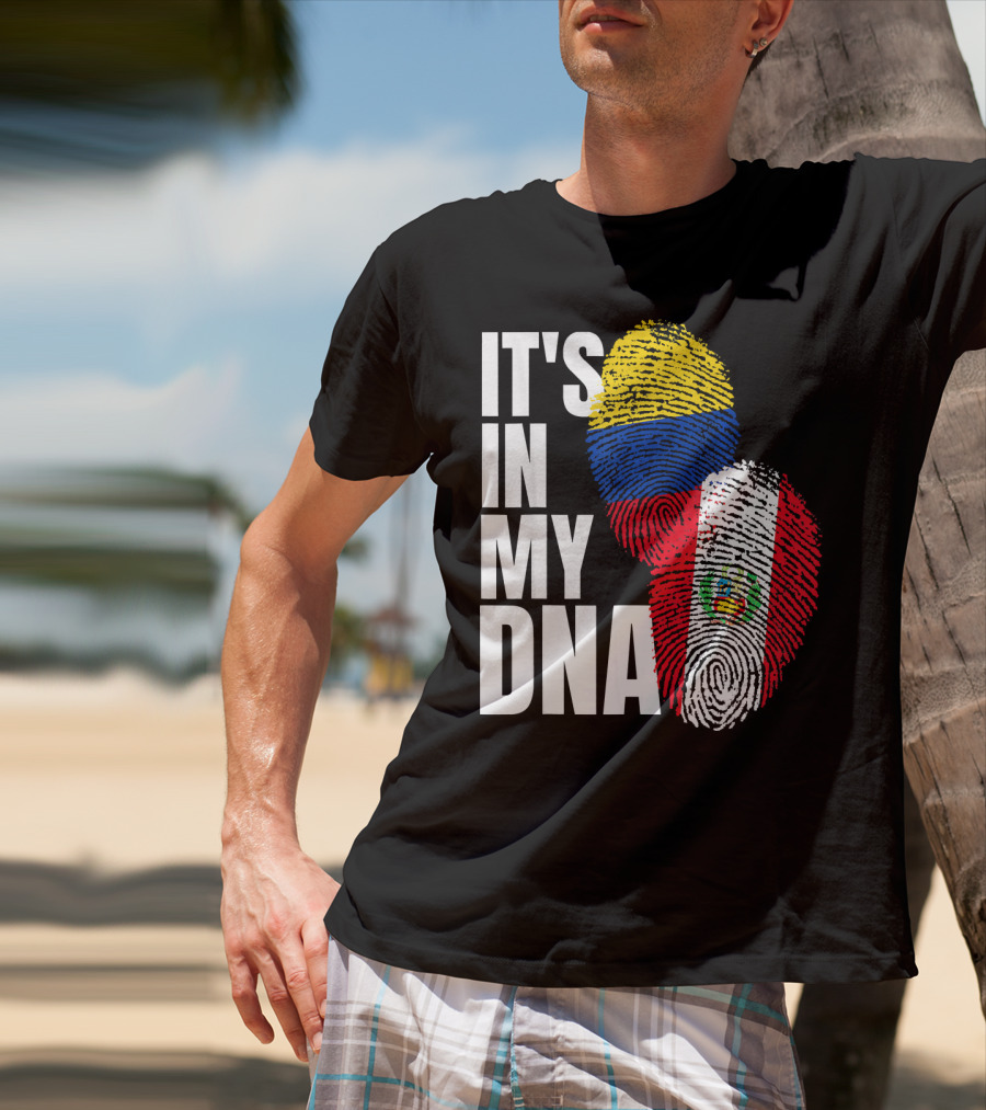 IT'S IN MY DNA Peruvian And Colombian Fingerprint Flag Heritage T-Shirt