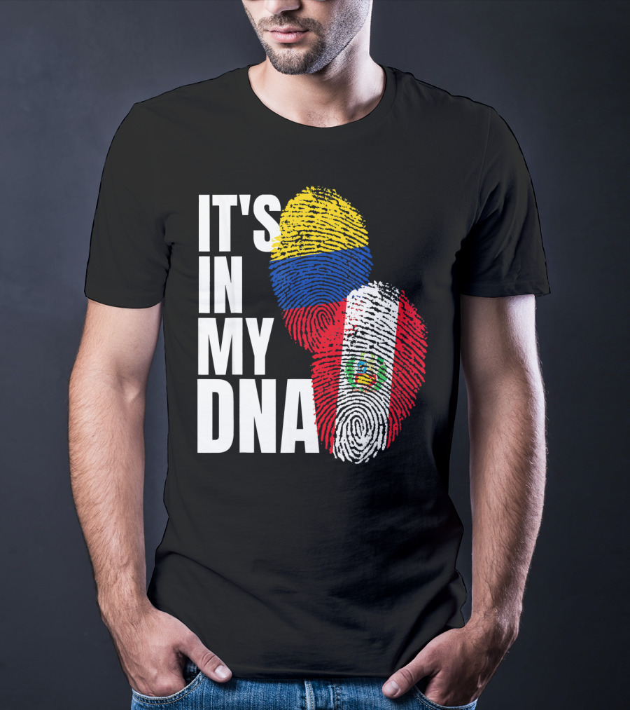 IT'S IN MY DNA Peruvian And Colombian Fingerprint Flag Heritage T-Shirt
