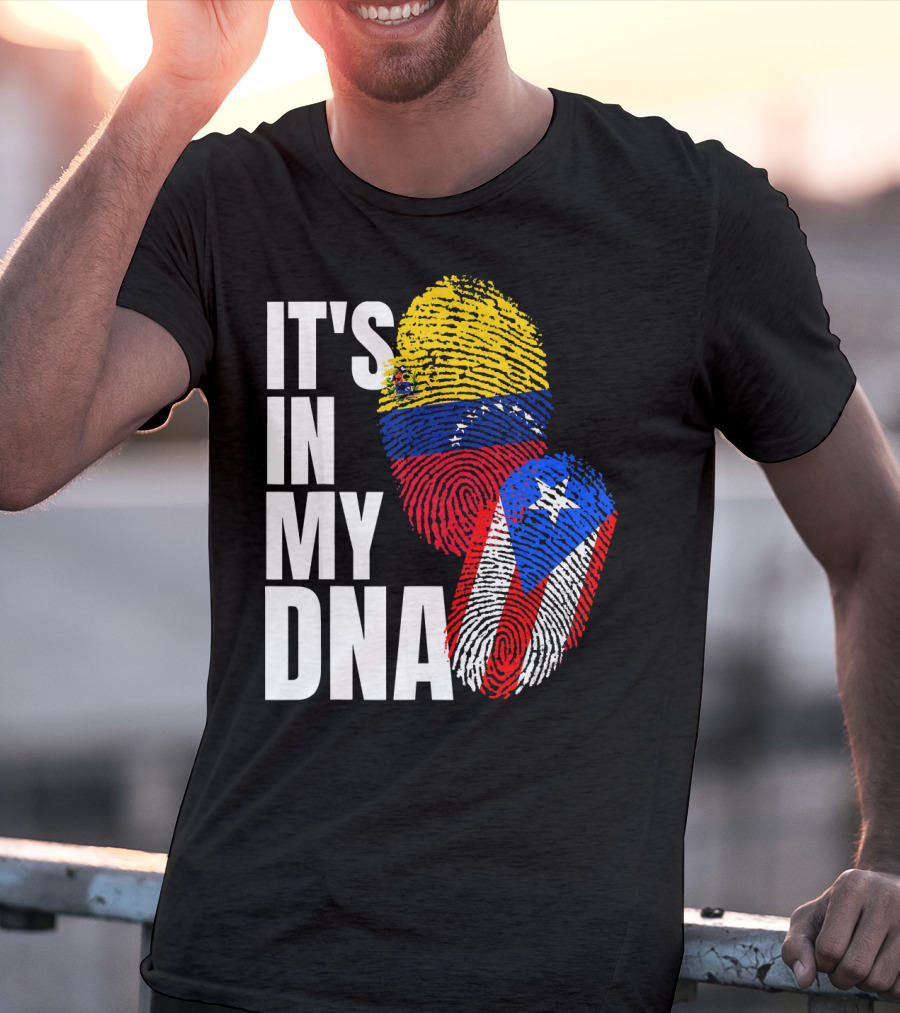 It's In My DNA Venezuelan And Boricua Flag Fingerprints T-Shirt