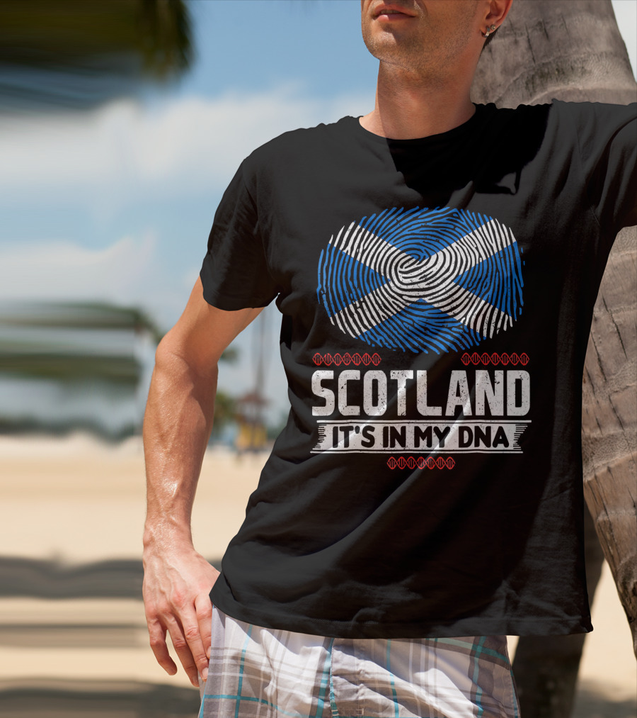 SCOTLAND It's In My DNA Scottish Flag Fingerprint T-Shirt