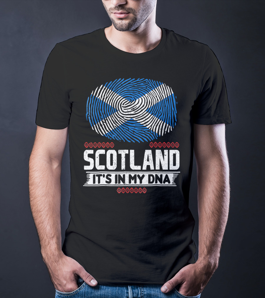 SCOTLAND It's In My DNA Scottish Flag Fingerprint T-Shirt