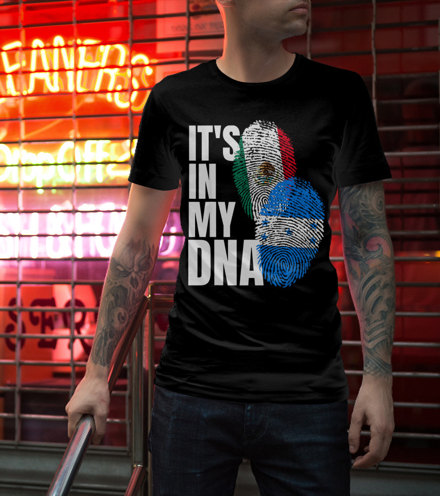 Mexican And Honduran Flag Fingerprints It's In My DNA Heritage T-Shirt