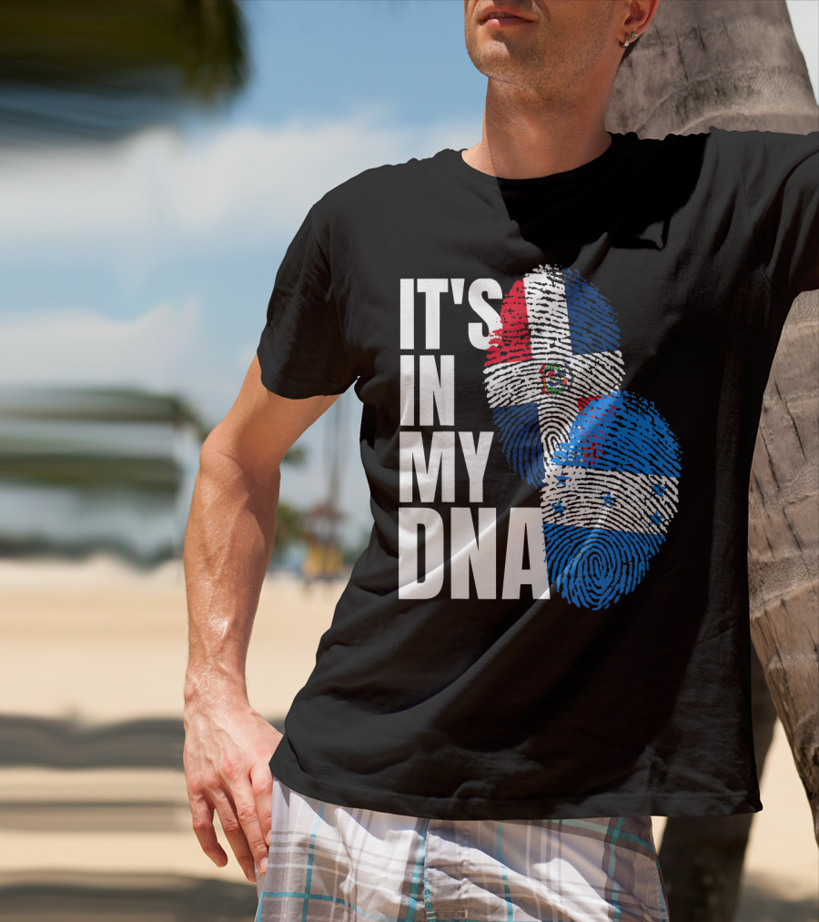 Honduran And Dominican Mix It's In My DNA Fingerprints Flag T-Shirt