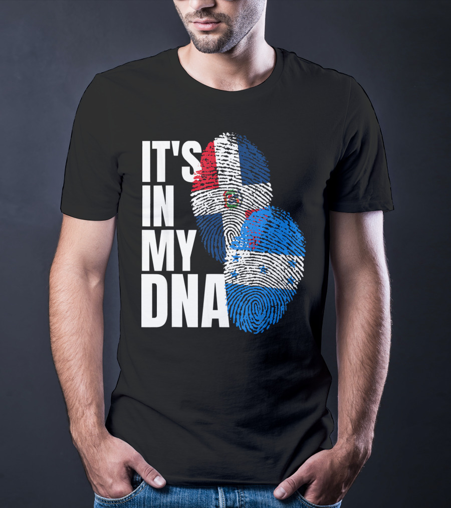 Honduran And Dominican Mix It's In My DNA Fingerprints Flag T-Shirt