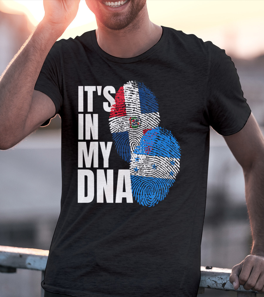 Honduran And Dominican Mix It's In My DNA Fingerprints Flag T-Shirt