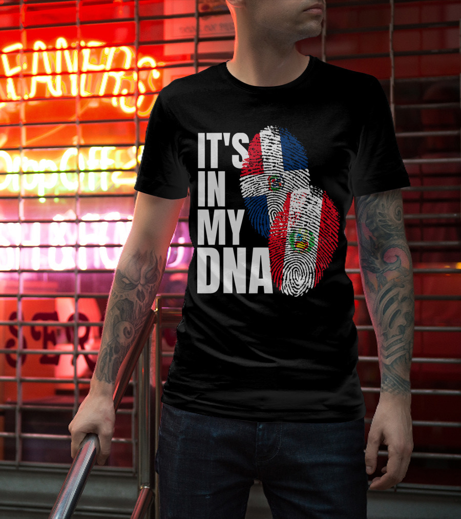 It's In My DNA Peruvian Dominican Fingerprint Flag T-Shirt