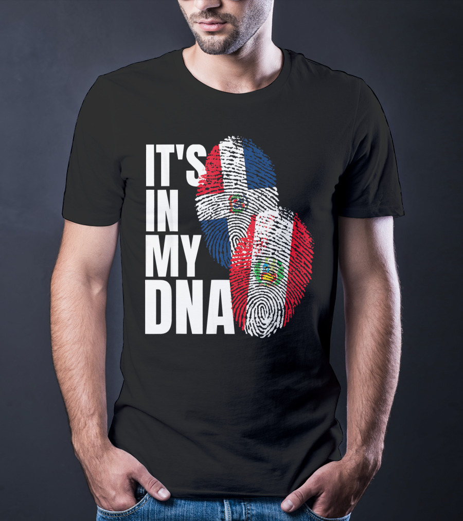 It's In My DNA Peruvian Dominican Fingerprint Flag T-Shirt